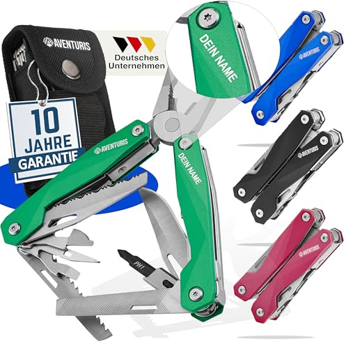 AVENTURIS® Multitool PEROSNALISIERT. Tolles Multifunktionswerkzeug als Fahrrad zubehör oder Outdoor Ausrüstung, ein Multitool Werkzeug als Herren Geschenke