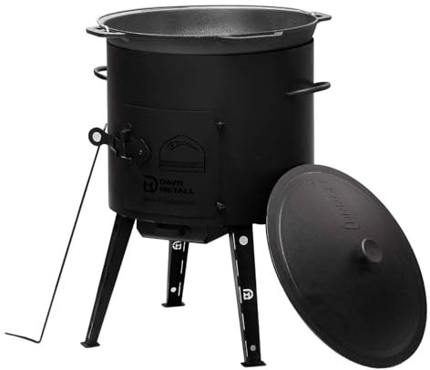 Uchag Ø36 - Forno da campeggio in acciaio da 2 mm, 10 l, in ghisa, Kazan, con coperchio in ghisa, Kazan, braciere da campo, cucina esterna, forno per gulasch