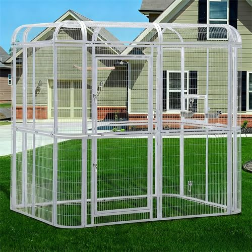 Walnest 87-Inch Heavy Duty Walk-in Bird Cage – Large Outdoor Aviary Metal Birdcage with Stand, 7.22x5.25x6.8ft Flight Space for Macaw, Budgie, Conure, Lovebird, Parakeet, Cockatiel
