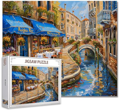 Seaside Townscape Puzzle Games Fun 1000 Piece Jigsaw Puzzle for Adults Challenging Puzzle Perfect for Game Nights Street Scene 1000 Piece Finished Size is 27x20Inch