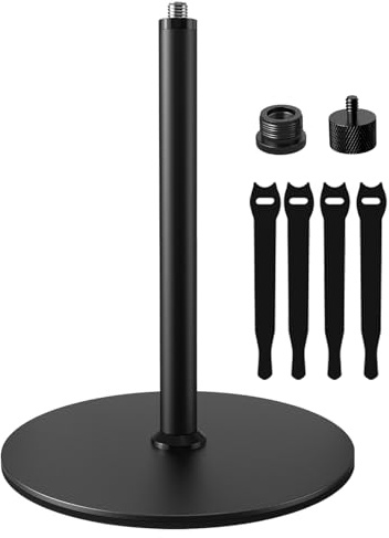 Etour Support de microphone de bureau avec base lestée et large compatibilité, support de micro de table avec adaptateurs de 5/8 à 3/8 et 5/8 à 1/4, idéal pour support de micro, baladodiffusion