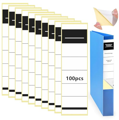 XTUDO® 100 Pièces éTiquettes Autocollantes éTroites, 5,4 X 19 Cm, Etiquettes Dos de Classeur Pour L'éCole, Le Bureau, La Bibliothèque Et Le Classement