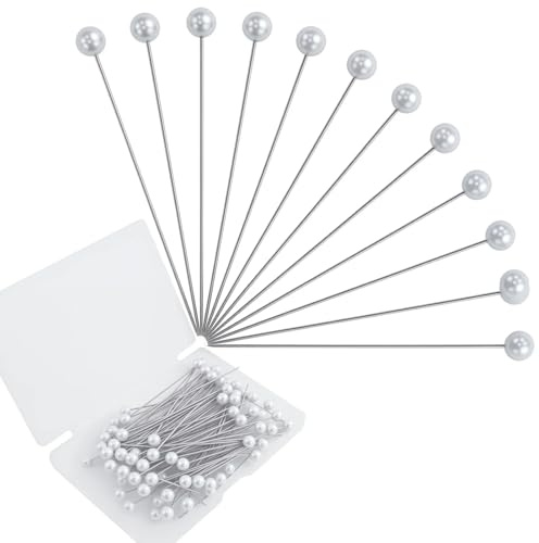 100 Pezzi Spille da Cucire,Perni di Corpetto con Testa di Sfera in Plastica，Perni Rotondi di Perle Sintetiche Spille per fai da te, gioielli fai da te, decorazioni floreali