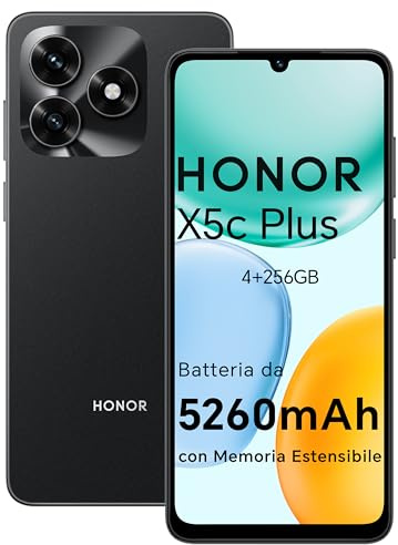 HONOR X5c Plus Smartphone Dual SIM NFC Android 15, 4+256GB, 6.74 Pouces 90 Hzécran Confort Téléphone, 5260mAh Batterie, Caméra 50 mégapixels, MicroSD 1 to Extensible, Midnight Black