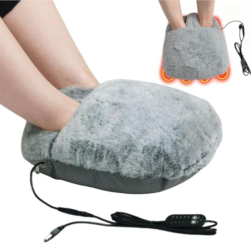Calentador De Pies Electrico Portatil, Calientapiés Electrónico USB Incorporada Suave Calienta Pies Electrico Con 5 Niveles Temperatura Lavablet Calentador De Pies Pour Hogar Oficina (Gray)