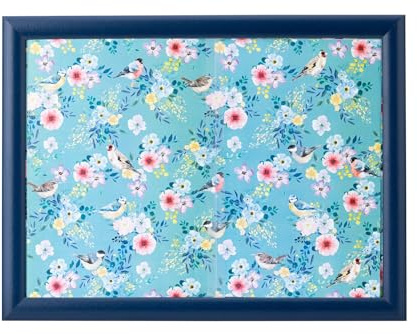 Maison & White - Birds and Flowers Lap Tray | M&W | Dinner Serving Tray for Snacks & Drinks | Cushioned Laptray | Bean Bag Padded Gift