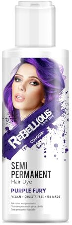 Rebellious Colours Vegan Semi Permanent Hair Dye Colour 100ml (Purple Fury)