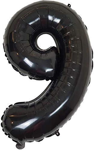 DIWULI Globo de Cumpleaños 9 Años XL Negro - Número 9