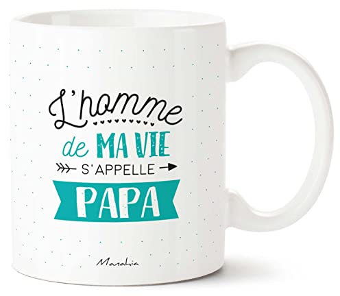 Manahia Mug papa - L'homme de ma vie s'appelle papa | Avec boite cadeau Imprimé en France | fête des père, cadeau papa, tasse papa