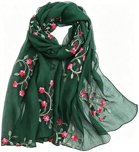 MAIRY Womens Scarfs Lightweight Scarves Ladies Soft Shawls and Wraps Oversized Blackish Green Scarf Gifts for Girls Evening Party M6005
