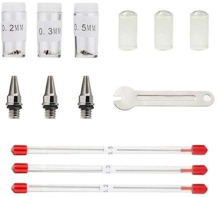 Magicrose 10 Pieces Airbrush Replacement Parts Kit – Compatible with Most Standard Airbrushes – Includes 0.2/0.3/0.5mm Nozzles & Needles, 3 Silicone Protective Covers & Wrench for Spray Gun Maintenanc