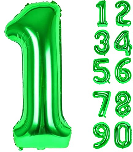 Palloncino Numero 1 Verdi Decorazioni Compleanno, 83cm Giganti Numeri Elio Foil Kit Palloncini DIY Decorazione Feste Gonfiabili Pallone per Ragazzo Bambina Anniversario Celebrazione Compleanno