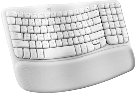 Logitech Wave Keys for Mac, Wireless Ergonomic Keyboard with Cushioned Palm Rest, Comfortable Natural Typing, Bluetooth Keyboard, Easy-Switch, Optimized for Mac, Apple, iPad - Off White