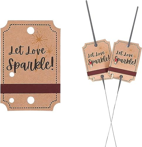 100 Kraft Paper Wedding Labels for Sparklers, Metallic Sparkler Sleeves with Match Striker Strips for Anniversary Parties Graduation Birthday Engagement Event