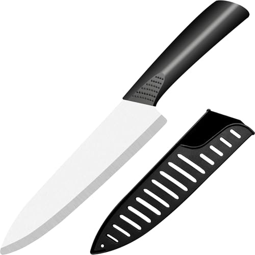 Rynal Ceramic Knife - 8 inch Chef's Knife - Light, Precise, Sharp Ceramic Kitchen Knife with Sheath Cover