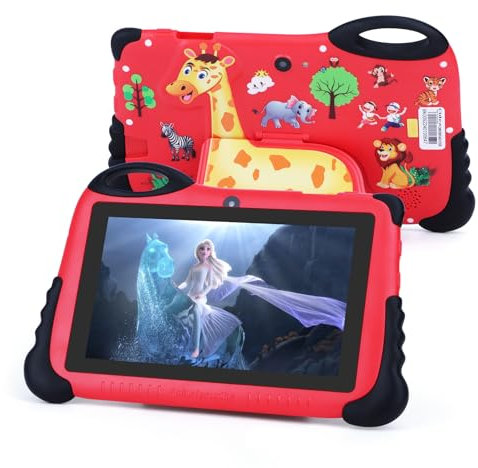 C idea Kinder Tablet ab 3 Jahre, Android 13 Kinder-Tablet für Kleinkinder, 7-Zoll-Kinder-Tablet 4 GB RAM 32 GB ROM (512 GB TF) HD IPS Sicherheits-Augenschutz als Geschenk für Jungen und Mädchen (Rot)