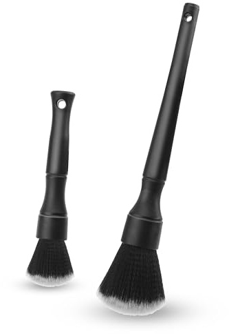 TEKONDA Lot de 2 pinceaux de nettoyage pour intérieur de voiture - Brosse à poussière - Noir - Pour intérieur de voiture, portes, fenêtres, boutons