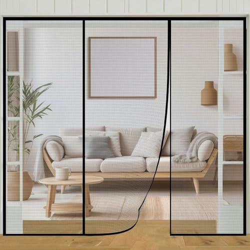 Insect Protection Door Curtain 210x270cm Insect Protection Roller Blind Self-Adhesive, Insect Protection Magnetic Fly Curtain for Balcony Door, Living Room, Black
