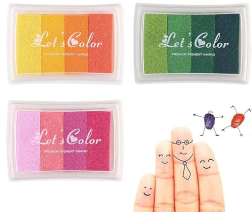3 Set Juego de Almohadillas de Tinta, Almohadillas de Tinta Coloridas,Almohadillas de Tinta degradadas,Almohadilla de Tinta para Hacer Las Pinturas del Dedo, Sellos, Crear Tarjetas tinta para sellos