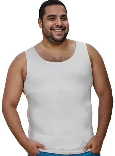 Henicepte herr gynekomasti kompressionsskjorta, kroppsformare bantande linne, magkontroll undertröja för män formkläder, Vitt, 5XL