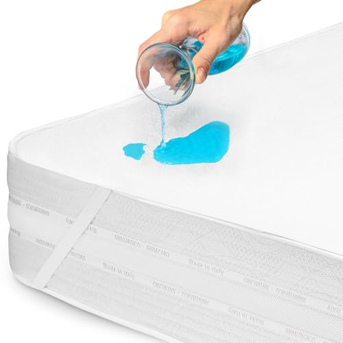 Protector Colchón 70x140 cm Funda Colchón Impermeable de Algodón Sábana Impermeable Protectora para Cuna Cubre Colchón Transpirable Hipoalergénico Antiácaros Antibact. Lavable a Máquina