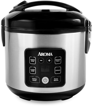 AROMA® CoreCoat™ Digital Rice Cooker & Steamer for Brown Rice with Nonstick Ceramic Coating (8 Cups Cooked, 4 Cups Uncooked)