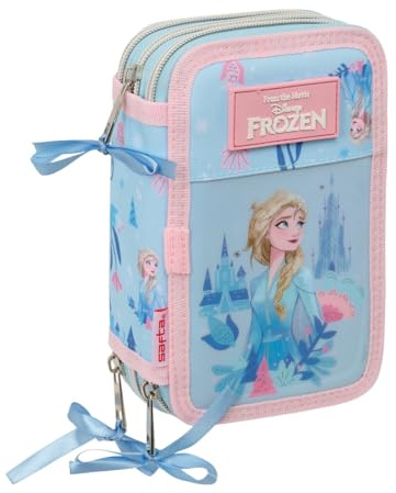 safta La Reine des neiges Ice Magic - Trousse Scolaire avec 37 Outils Inclus, Trousse pour Enfant, idéale pour Les Enfants de 5 à 14 Ans, Confortable et Polyvalente, qualité et résistance, 12,5 x 5,5