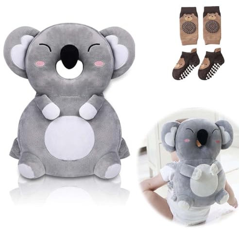 Bambebe Baby Kopfschutz Kissen Infant Sicherheit Pads Rückenprotektor Sicherheit Baby Rucksack Kleinkinder Kopfstützen-Rückenschutzkissen(Koala)