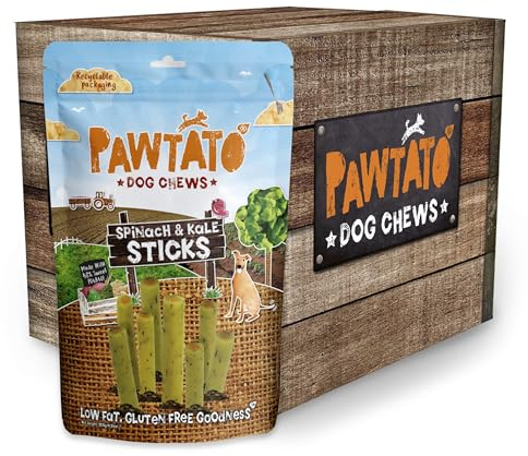 Pawtato Deliciosa vegana para perros de espinacas y col rizada (6 x 120 g), comida vegetariana para perros con batatas dulces y arroz, con abrigo de espinacas y col rizada, golosinas de entrenamiento