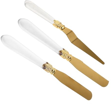 Homoyoyo 3 Piezas Juego de pala de cuchillo de queso cortador queso cuchillos de mantequilla esparcidor herramientas servidor Golden