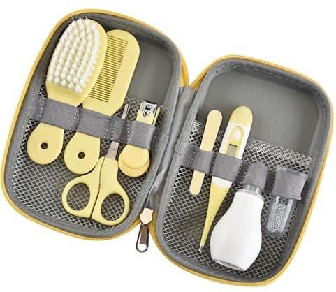 Generic Kit de Aseo para Bebés, Set de Cuidado para Recién Nacidos Portátil y Seguro, para Niños y Niñas, Cuidado de la Salud en Guardería, Plástico Metal (YELLOW)