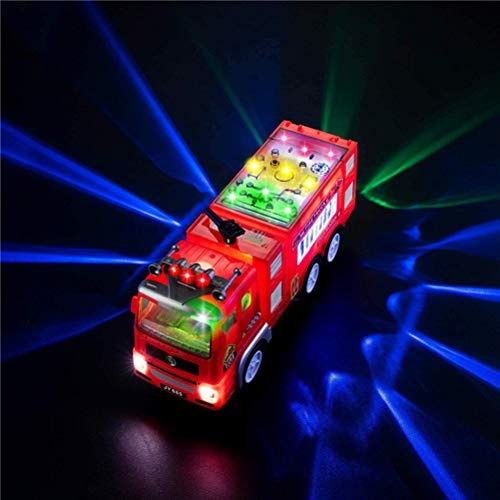 Garsent Camion de Pompier Lumineux, Jouet Lumineux Créatif pour Enfants, avec Effets 3D et Son, pour Un Jeu Imaginatif, pour Enfants (Rouge)