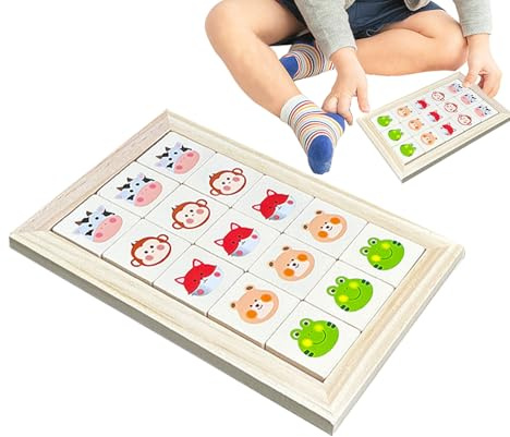 Ruhnjyg Slide Puzzle - Wooden Animal Teaser Toy | Logic Puzzle Game - for Adults Kids Boy Girls Travel Party Favors Stocking Stuffers Home Travel