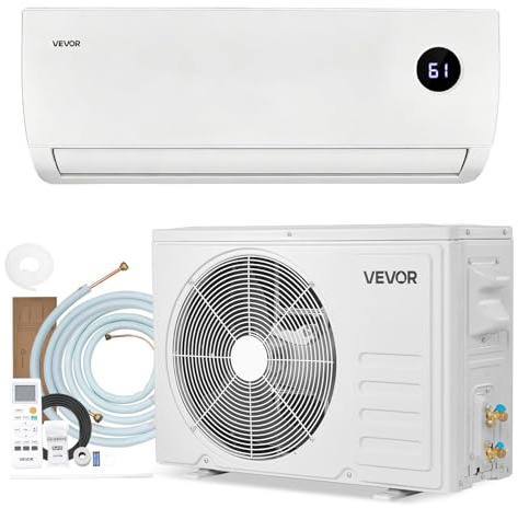 VEVOR Mini Split Air Conditioner, 9000 BTU 115V Fast Cooling & Heating, 19 SEER2 High Efficiency Energy Saving, Quiet Inverter System for 450 Sq.Ft Coverage Area, Easy to Maintain, for Home, Office
