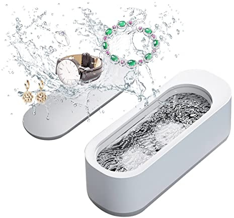 Ultrasonic Jewelry Cleaner, 250 ML, Portable, for Jewelry, Rings, Necklaces, Eyeglasses, Watches, Razors, Makeup Brushes, Coins, Toys