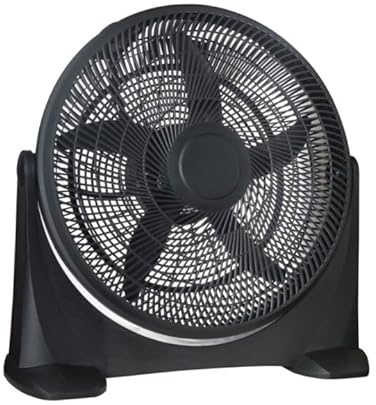 Genérico Ventilador de Suelo Industrial Negro, 50 cm, 80W, Motor DC, 3 Velocidades, Oscilante 160°, Área de Cobertura 25–40 m²