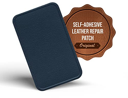 MastaPlasta Premium Easy All-in-One Leather Repair Kit. Leather Patches for Sofas Self Adhesive - Navy Blue 10cm x 6cm (4in x 2.4in). Upholstery Leather Repair Patch for Car Seats, Chairs, DIY, Craft