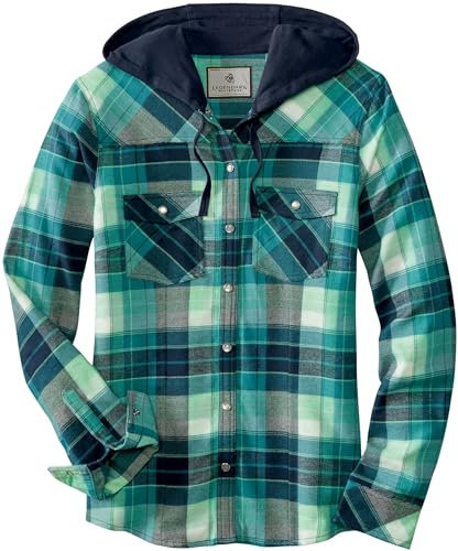 Legendary Whitetails Damen Lumber Jane Hooded Flannel Shirt Hemd mit Button-Down-Kragen, Frozen River Plaid, Mittel