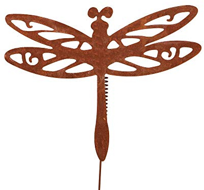 RM Design - Libellula UNUS con molla oscillante media, decorazione da giardino, effetto ruggine, per giardino, terrazza, balcone