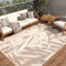 TAPISO Patio Teppich Indoor Outdoor Creme Beige Blätter Sisal Optik Strapazierfähig Wetterfest Flachgewebe Terrasse Wohnzimmer ÖKO-TEX 200 x 300 cm