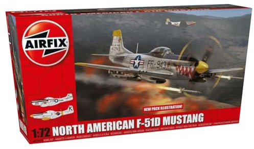 Airfix Model Set - A02047A North American F-51D Mustang Model Building Kit - Plastic Model Plane Kits for Adults & Children 8+, Set Includes Sprues & Decals - 1:72 Scale Model