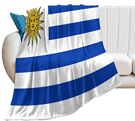 Higoss Uruguay flaggfilt, landsflagga, plysch supermjuk varm flanellfilt för soffa säng sofföverdrag stol - bra present till vän män kvinnor 102 cm x 127 cm