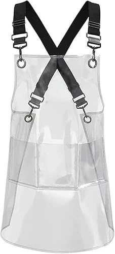 Theaque Barberarförkläde hårstylist transparent förkläde justerbart korsband arbetsförkläde för kvinnor män, Som visat, 60x58cm