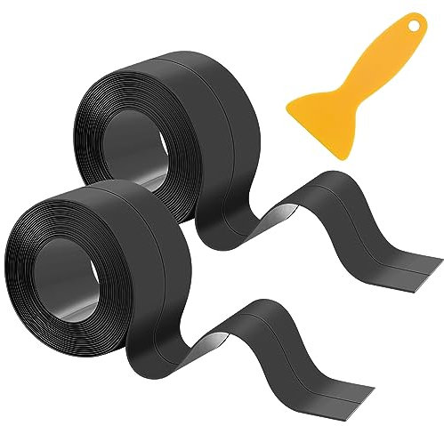 2 Rolls Bath Sealant Strip 21ft Self Adhesive Caulk Strip Bathroom Sealant Anti Mould Sealing Tape for Kitchen Waterproof Sealant Tape for Sink Toilet Wall Corner(black)