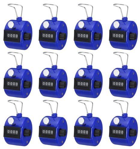 PATIKIL Clics Compteur, 12 Paquet Main Tally Compteur 4 Chiffre Mécanique Portable Tour Tangage Compteurs avec Doigt Anneau pour Sport Événement Golf Stade Salle Sport, Bleu