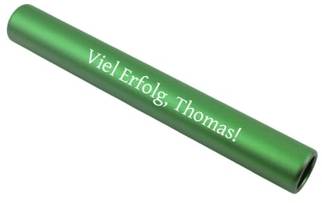 Diamandi Staffelstab mit Gravur - personalisiert mit Wunsch-Text, Name oder Logo - Geschenk Mitarbeiter Abschied Übergabe Jubiläum - Arbeit + Sport - Leichtathletik (grün)