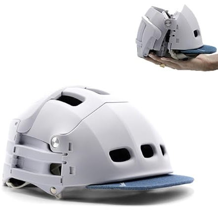 Overade Plixi Faltbarer Helm für Fahrräder, E-Scooter - Volumen durch 3 geteilt - ce en1078 Zertifiziert, gleicher Schutz wie EIN klassischer Helm (Artic White, S/M (54-58 cm))