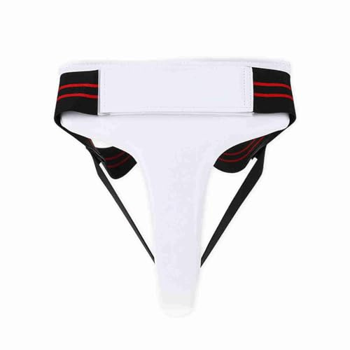 Protège-Aine pour Femme Taekwondo Boxe Karaté Jockstrap Protecteur d'Entrejambe PU Blanc Taille L Couverture Optimale pour Le Confort