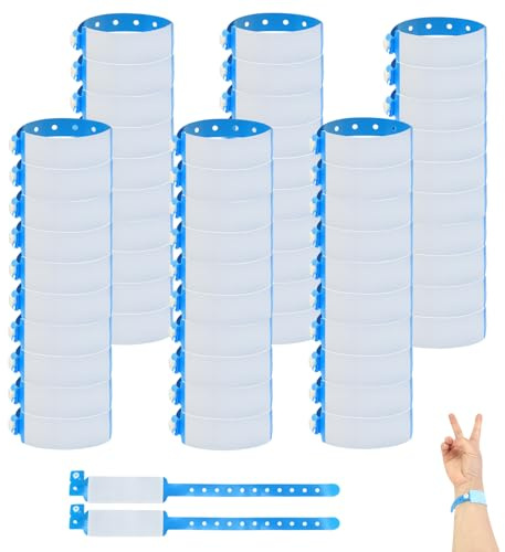 Identifieringsarmband för vuxna, 60 st vattentätt PVC Engångs-Id Wrist Band Vuxna Tonåringar Säkerhets-ID Armband för Festival Party Sjukhus Konsert - Blå