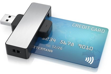 CSL - USB Chipkartenleser - USB Smart Card Reader - Plug&Play - Ideal für Handy/Smartphone/Tablet – Kartenlesegerät kompatibel mit Windows 10-11 + Android - schwarz